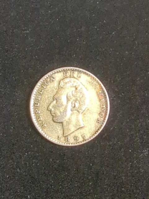 1892 Ecuador 2 Decimos LIMA .900 Silver...Free Shipping