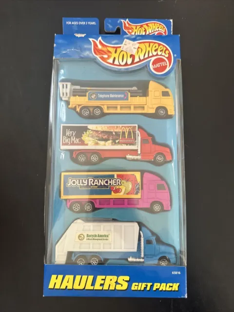 1997 Hot Wheels Haulers Gift Pack NIB McDonald's,Jolly Rancher,Recycle,Phone Co