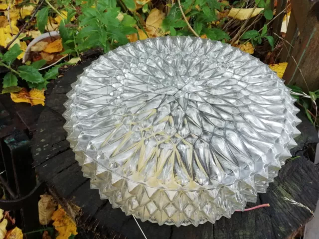 Vintage Mid Century Clear Glass Ceiling Wall Light Shade Hobnail Circa 1960's