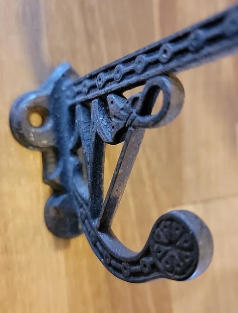Beautiful Vintage Antique Eastlake Cast Iron Coathook Coat Hook Awesome Patina! 6
