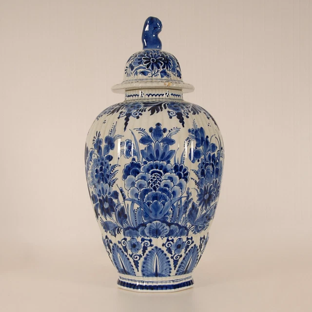Royal Delft Vase Antique Dutch Delftware Blue White Baluster Vase Earthenware