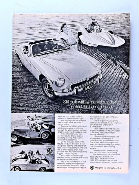 1973 MGB MG TC Vintage Speed Boat B&W Version Original Print Ad 8.5 x 11"
