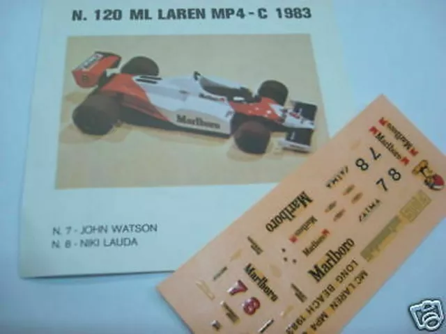 1/43 F1 AUFKLEBER AUTO MC LAREN MP4 C F1 1983 WATSON-LAUDA AUFKLEBER Autosammlung