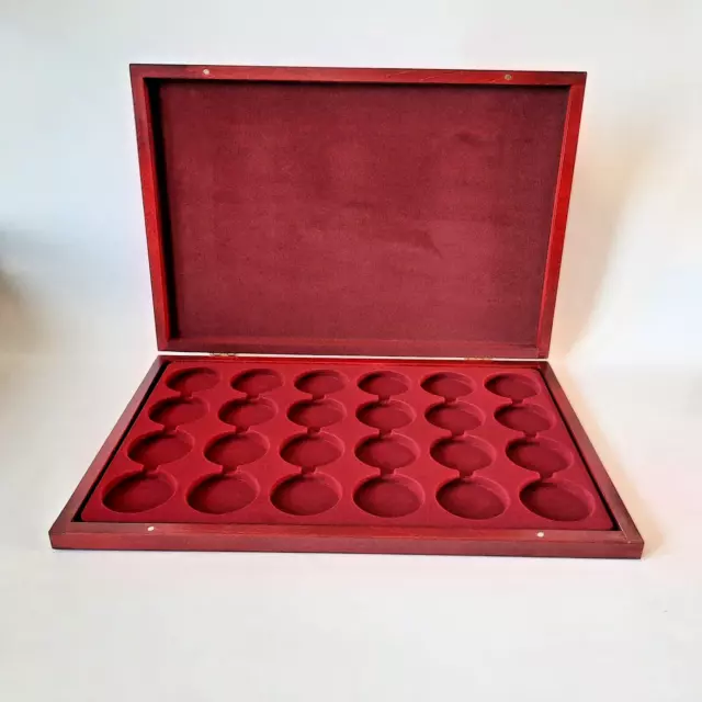 Presentation Wooden Case 24 Silver Coins Capsules 1 oz 45 mm Storage Tray Box UK