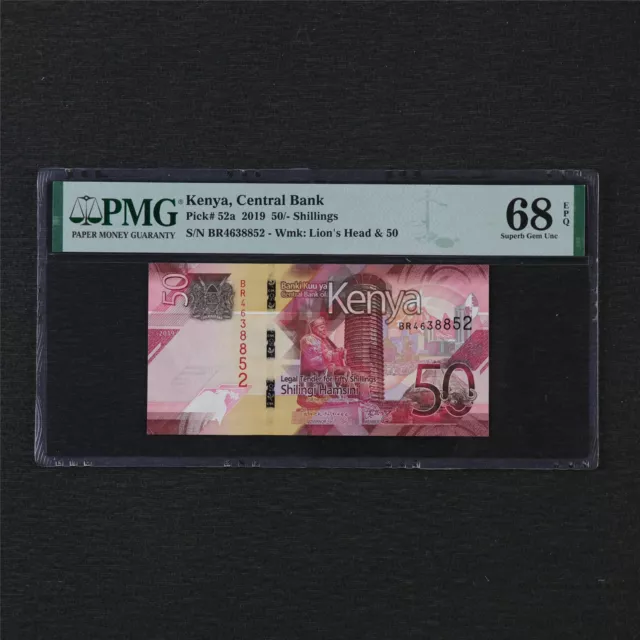 2019 Kenya Central Bank 50 Shillings Pick#52a PMG 68 EPQ UNC