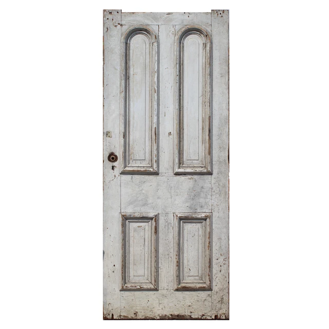 Salvaged 32” Antique Cottage Door with Dual Arched Panels, c. 1890, NED2213