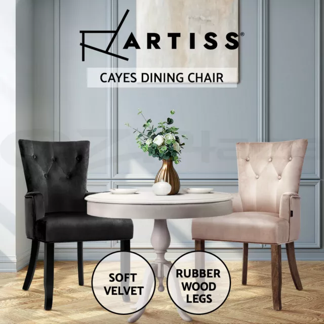 Artiss Dining Chairs Velvet  French Provincial Cafe Chair Armchair Retro