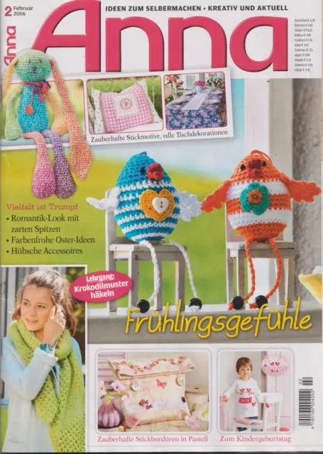 Anna burda SPASS AN HANDARBEITEN 2/20168 Stricken Sticken Nähen Hobby