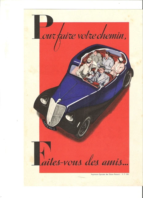 Brochure D'époque Renault Novaquatre – Catalogue Publicitaire Français