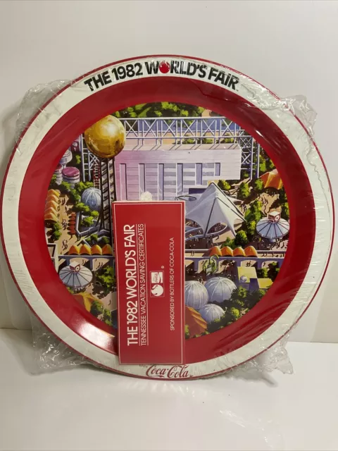 Coca Cola The Worlds Fair  1982 Tray Still Sealed With Paperwork 12”