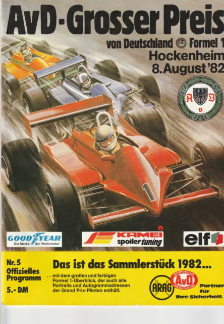 Programmheft - Großer Preis von Deutschland Hockenheim - Formel 1 - August 1982