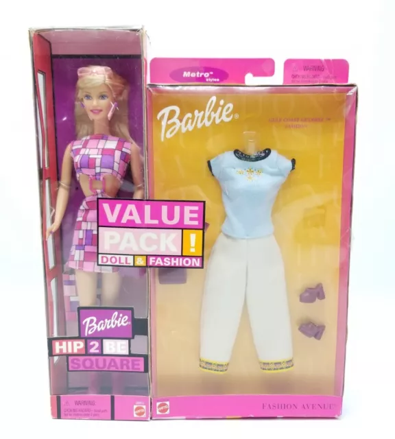 Barbie Doll Hip 2 Be Square & Fashion Avenue Outfit Value Pack NRFB 2000 Mattel