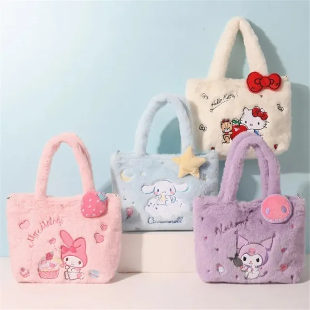 Sanrio Plush Bag Kawaii Cinnamoroll Handbag Tote Plushie Shoulder Messenger Bags