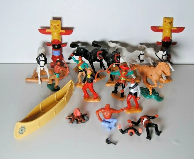 Lot De Figurines Anciennes Cowboys Et Indiens Timpo Toys Et Autres - Occasion Collection