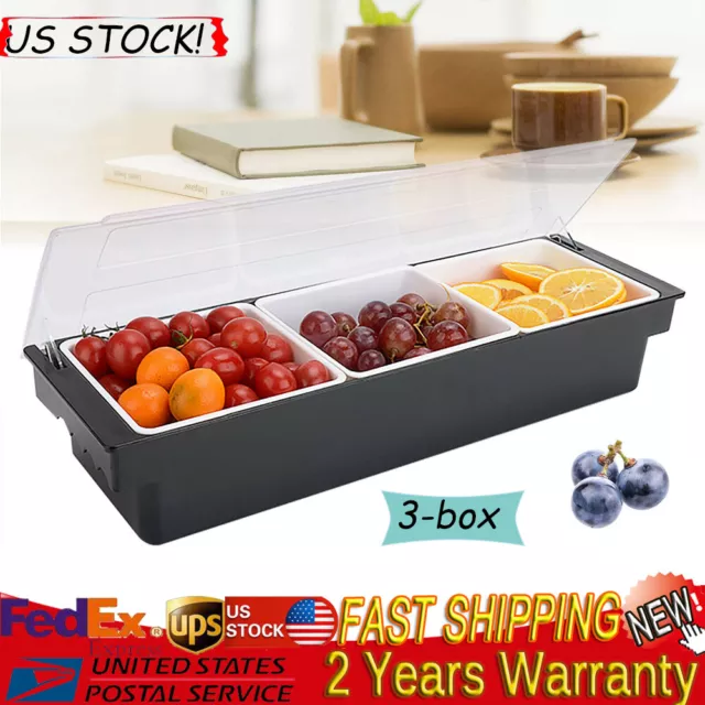 Black 3-Tray Condiment Caddie- Brand New - Restaurant Bar Fruit Caddy Organize