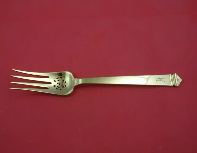 Hampton by Tiffany and Co Sterling Silver Cold Meat Fork Vermeil Pierced 9 1/8"