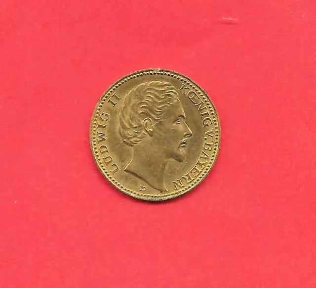 10 Mark 1875 Gold Ludwig II König von Bayern J. 196 #