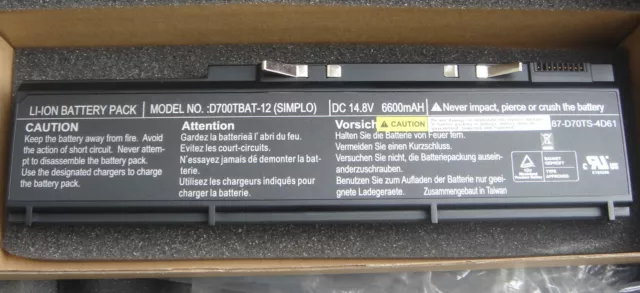 Batterie D'ORIGINE Clevo PortaNote D700T D750W D700TBAT-12 Simplo 87-D70TS-4D61