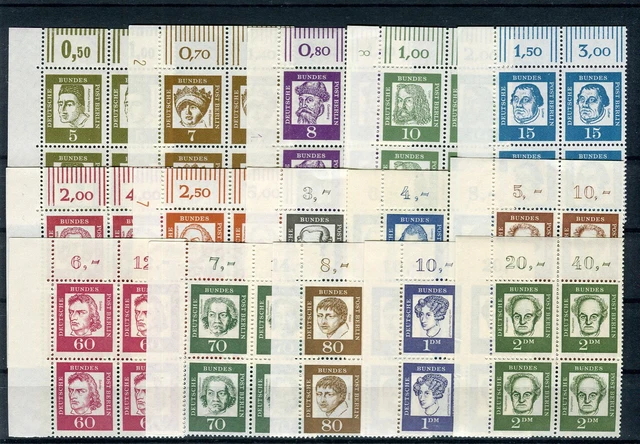 Berlin 199-213 Bedeutende Deutsche Eckrand Viererblock Satz OL postfrisch(G2603)