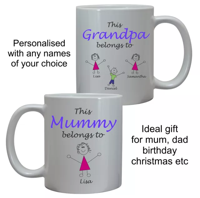 Personalised This Mummy Daddy Belongs To Mug Son Daughter Kids Fathers Day Gift