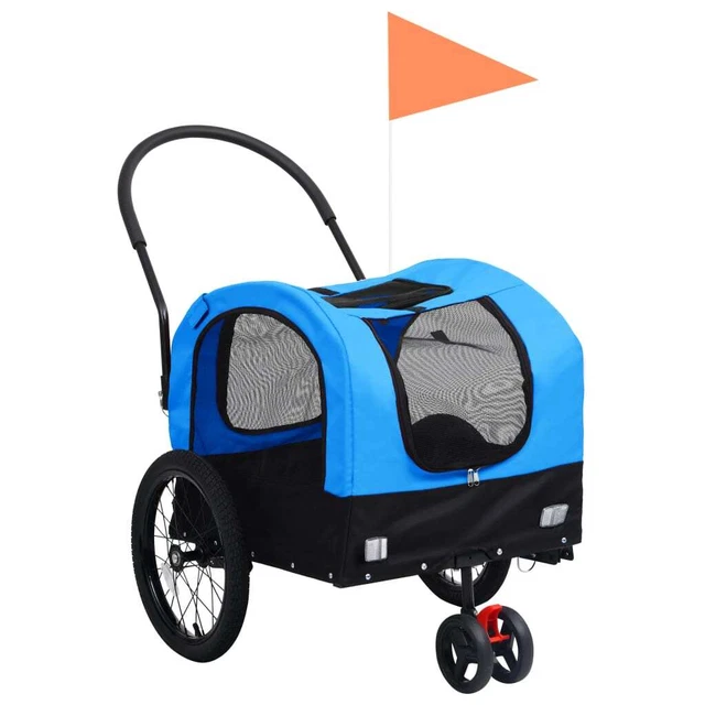 Remorque de vélo de chiens et poussette 2-en-1 Bleu et noir
