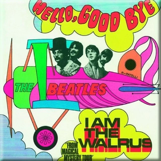 Magnete frigorifero The Beatles Hello Goodbye I Am The Walrus ufficiale 76 mm x 76 mm