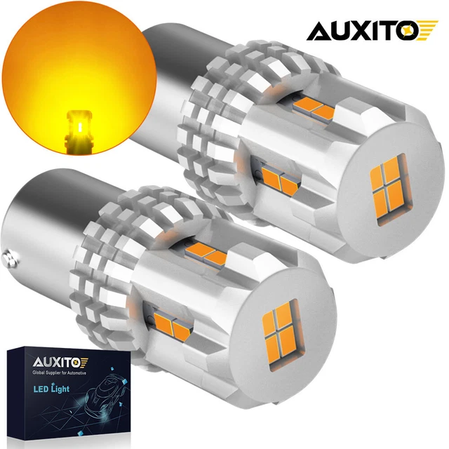 2/4X 1157 AUXITO BAY15D Amber LED Sinal Turn Tail Corner Blinker Bulb Light Yell