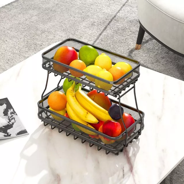 Viviendo Metal Fruit Bowl Rack Vegetable Basket Storage Kitchen Organiser Holder