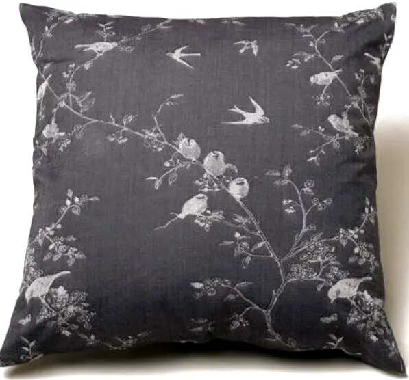 French Country Toile Bird Euro Sham Set Gray Pair Damask Swallow Pillow Covers