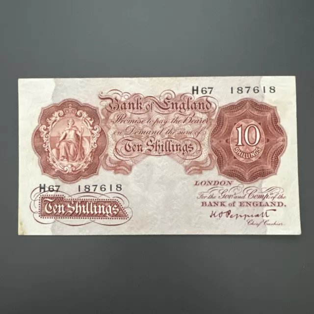BANK OF ENGLAND 10 shillings Peppiatt H67 187618 Banknote Uncirculated Condition