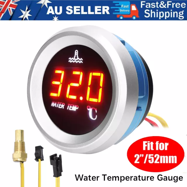 2" 52mm Blue Digital LED Water Temp Temperature Gauge With Sensor Car Renovation