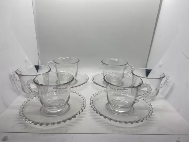 4 Imperial Crystal Candlewick Tea Cups And Saucers Clear Glass Sets 2 Additional