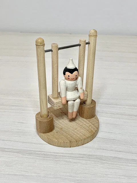 Vtg 80s Carousel Carnival Playground Wooden Swing Italian SEVI MiniHandmade Toys