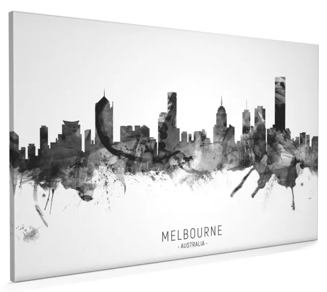 Melbourne Skyline, Poster, Canvas or Framed Print, watercolour painting 23661