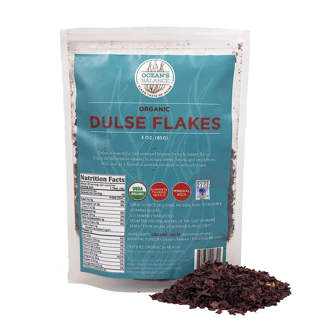 Ocean’S Balance Organic Dulse Flakes - Maine Coast Seaweed - Atlantic Ocean Sea