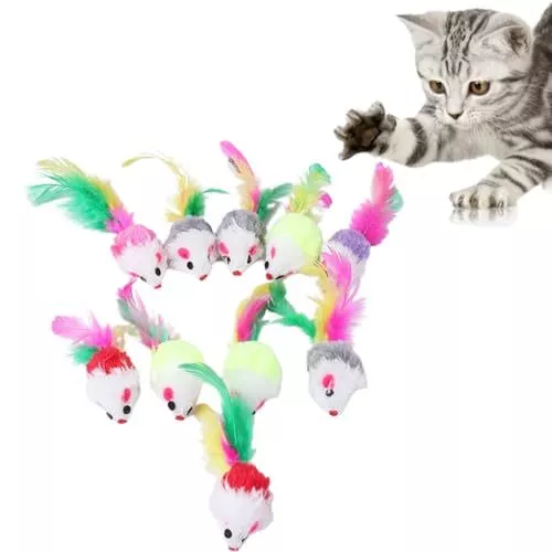 KSIUW Jouets pour Chats - 10 pcs Peluche coloré drôle Souris Petite Souris Qu...