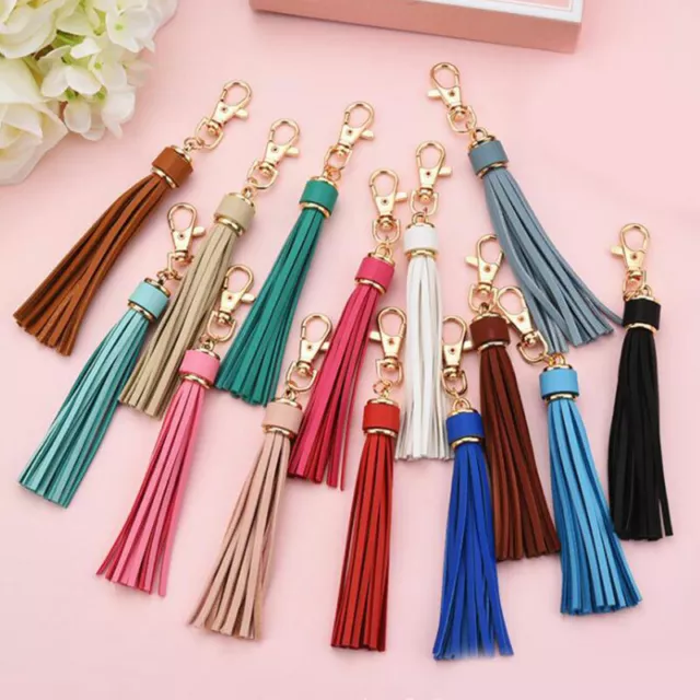 New Faux Leather Tassel Pendant Keyring Bag Purse Key Chain Handbag Accessories*