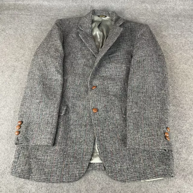 HARRIS TWEED Jacket Mens 40L Grey Country Weave Blazer Coat Hunting Vintage