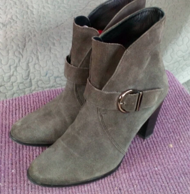 Bottines SAN MARINA daim gris boucles talon 8cm pointure 39 3