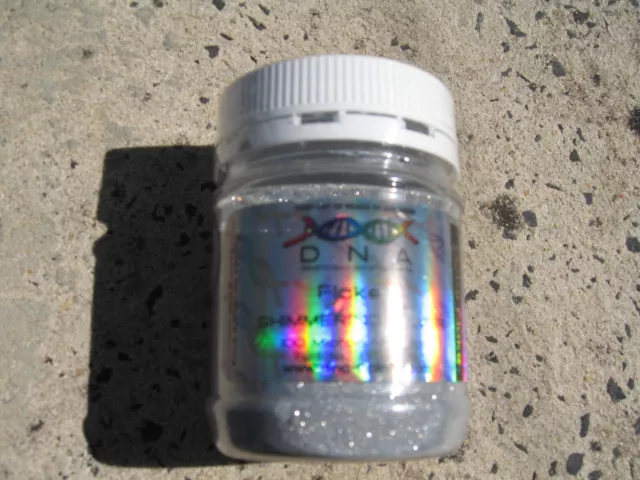 Dna Paints Silver Shimmering Flakez 100 Micron 200Cc  Jar Part  No. Fs101-200