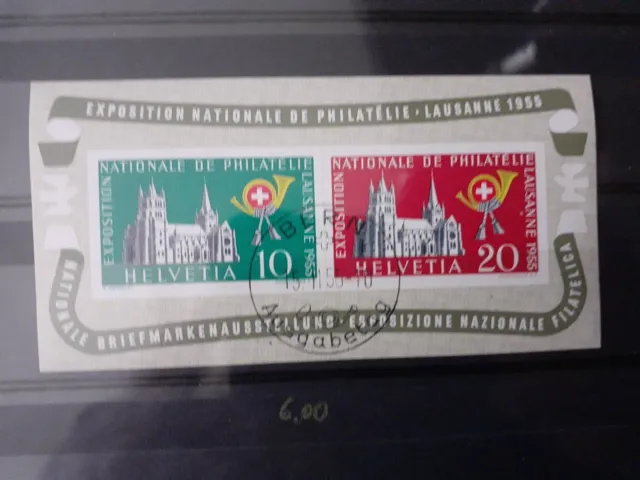 Briefmarken Schweiz 1955 Block Briefmarkenausstellung Lausanne Ersttagsstempel
