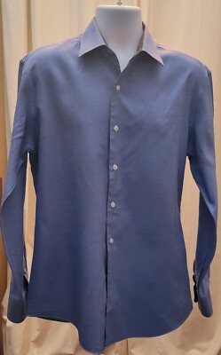 J Hilburn Custom Men's Dress Shirt-Blue XL-button up - long sleeve -100% cotton 
