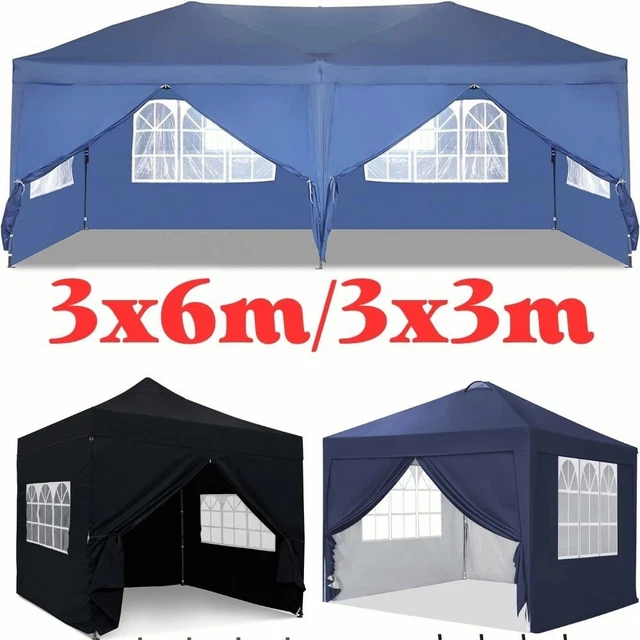 Pavillon 3x3m/3x6m Wasserdicht Partyzelt Gartenzelt UV Faltpavillon Pop-Up Zelt
