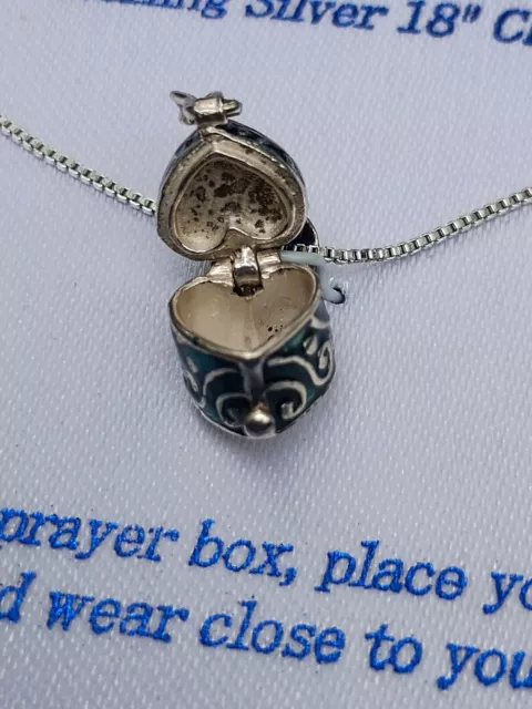 Sterling Silver 925 Heart Prayer Pill Trinket Box Necklace by TARA V