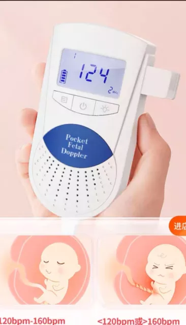 Contec Fetal Doppler Ultrasound Baby Heartbeat Monitor Pocket Maternity with gel 3