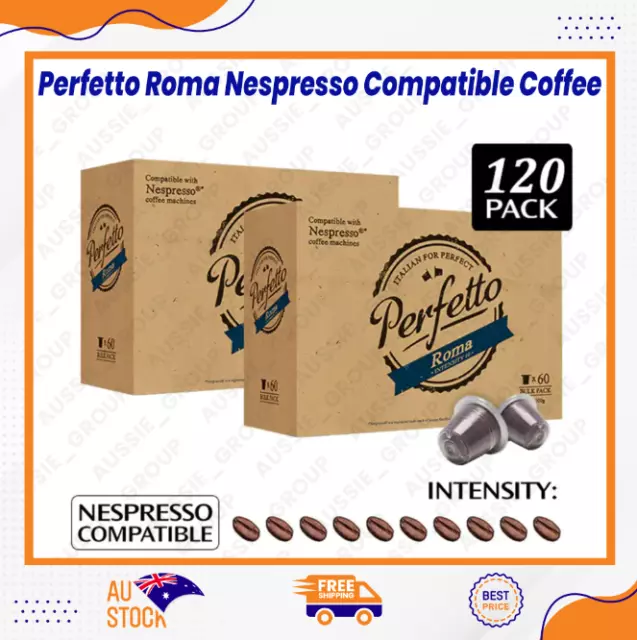 120pk Perfetto Roma Nespresso Compatible Coffee Capsules Bulk Intensity Level 10