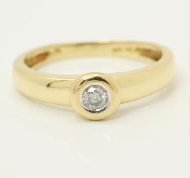 ♦♦ Solitär Ring in 14 kt 14k 585 er Gelb Gold mit Brillant Diamant Brillanten ♦