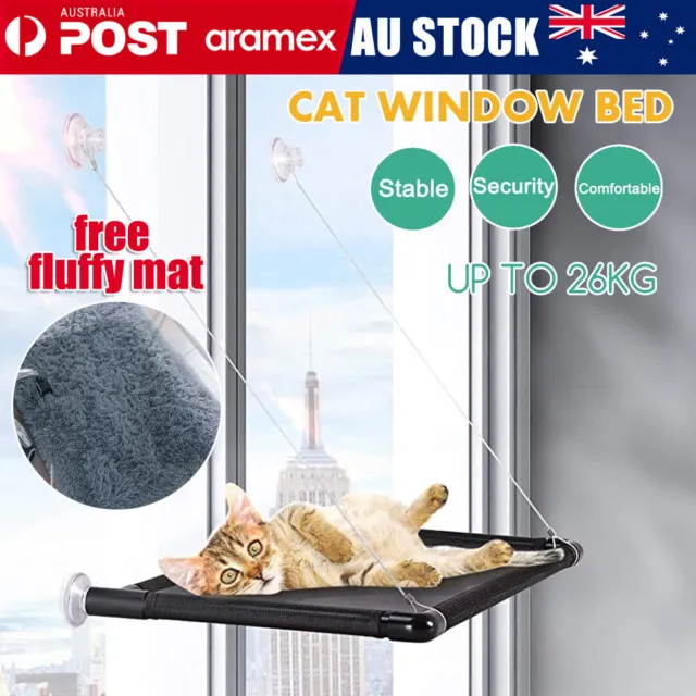 Pet Cat Window Hammock Perch Bed Hold Up To 60lb Mounted Durable Seat+Fluffy Mat