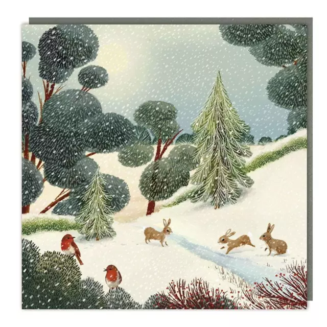 Festive Sparkle Forest Stunning Silver Foil Finish 5 Charity Christmas Card Pack