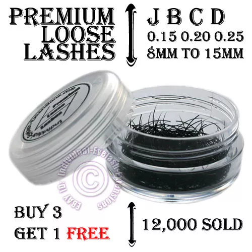 Individual Loose False Semi Permanent Eyelash Eye Lash Extensions J B C D Curl